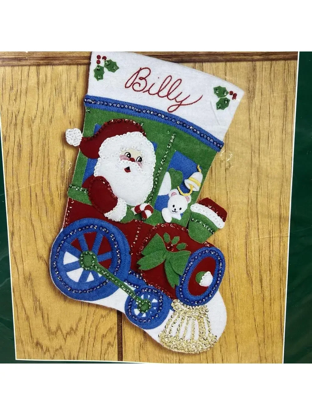 BUCILLA Engineer Santa 33096 Vintage 15” Felt Christmas Stocking Kit SEALED